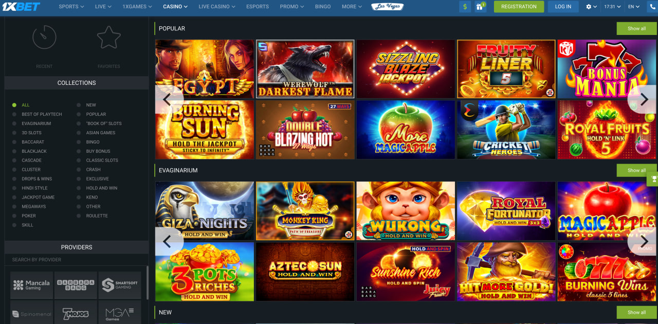 1xbet Casino Games Selection